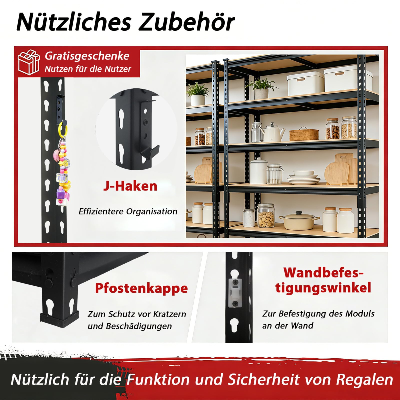 Schwerlastregale, 5 Etagen, verstellbare Lagerregale, Boltless Garagenregal, Lager, Hauswirtschaftsraum, Tragfähigkeit 1000 kg, 40 x 90 x 183 cm, Schwarz