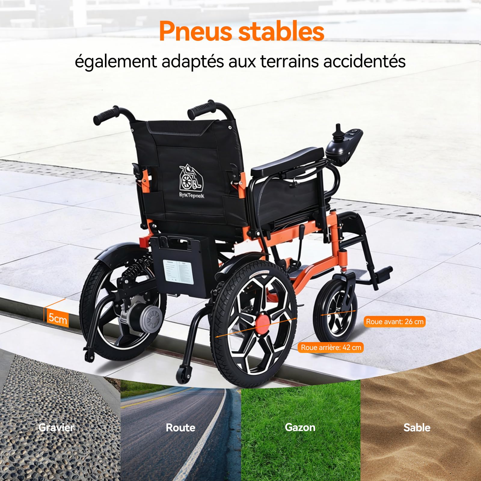 D09 Fauteuil roulant electrique pliable lourd à largeur élargie, pour 150KG, 30KM fauteuil handicapés électrique Stable,Chaise roulante électrique avec 42CM pneus gonflables amortisseurs