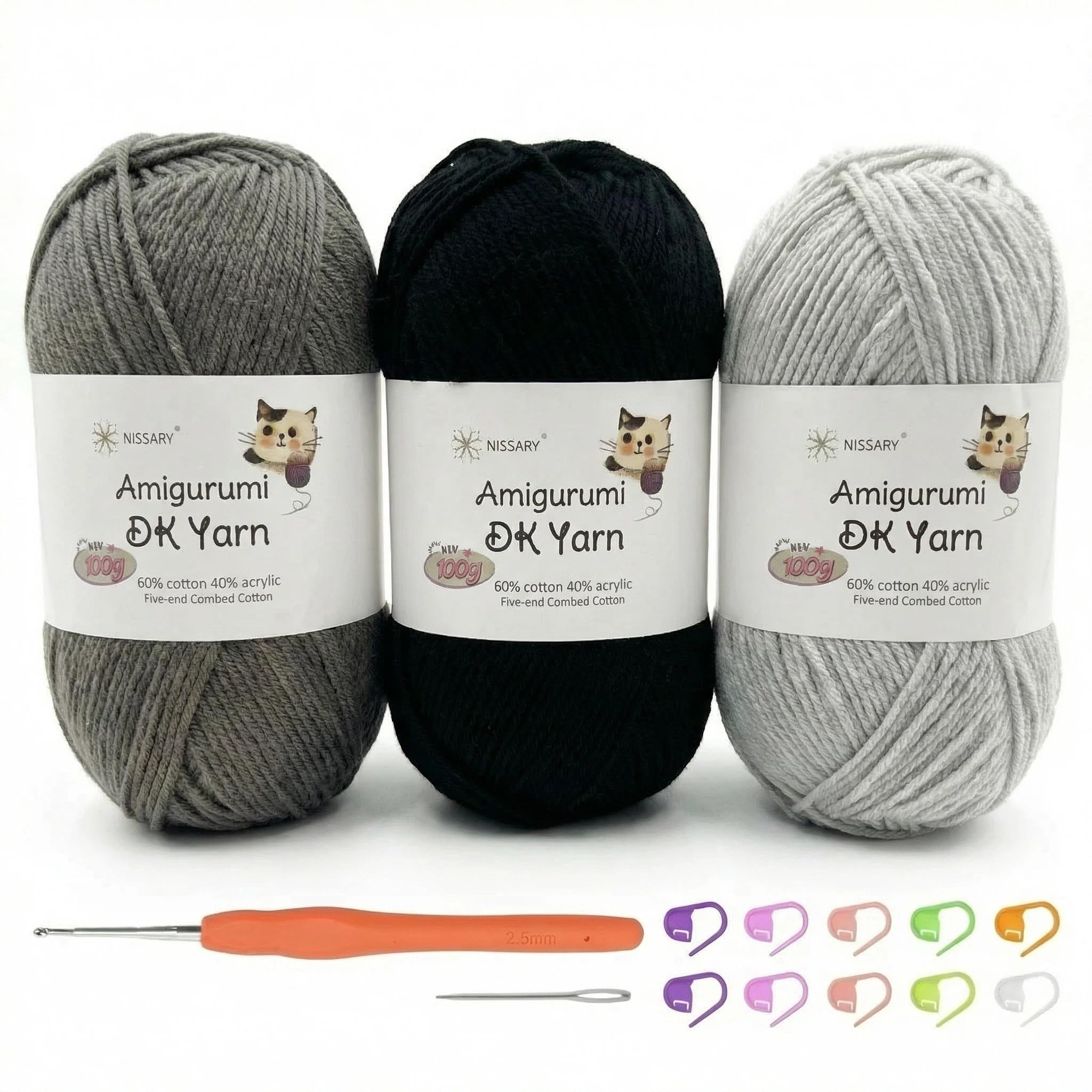 Häkelgarn,100g Baumwoll-DK-Garn 60% Baumwolle, 40% Acryl