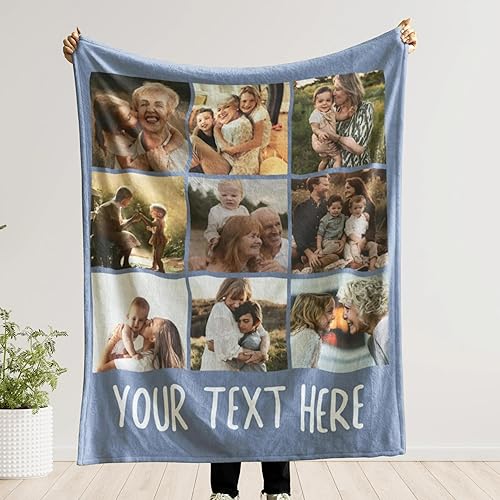 Miniatura 2 de UrbanNEST Mantas personalizadas para abuela de nietos, manta de abuela con nombres de nietos, manta de fotos para el día de la madre, regalos