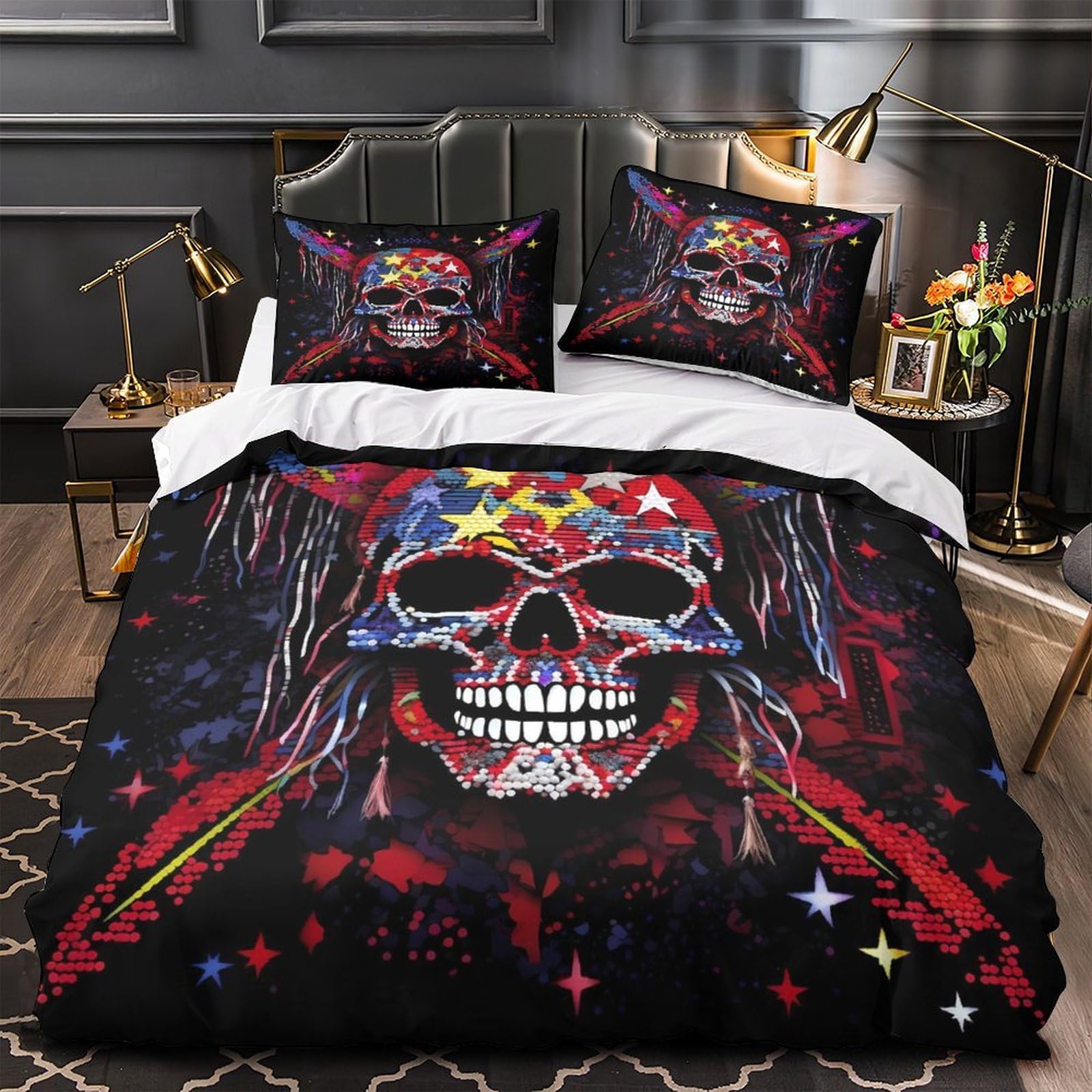 Parure de lit requin 3D en microfibre 200x200 cm avec housse de couette zippée pour lit double