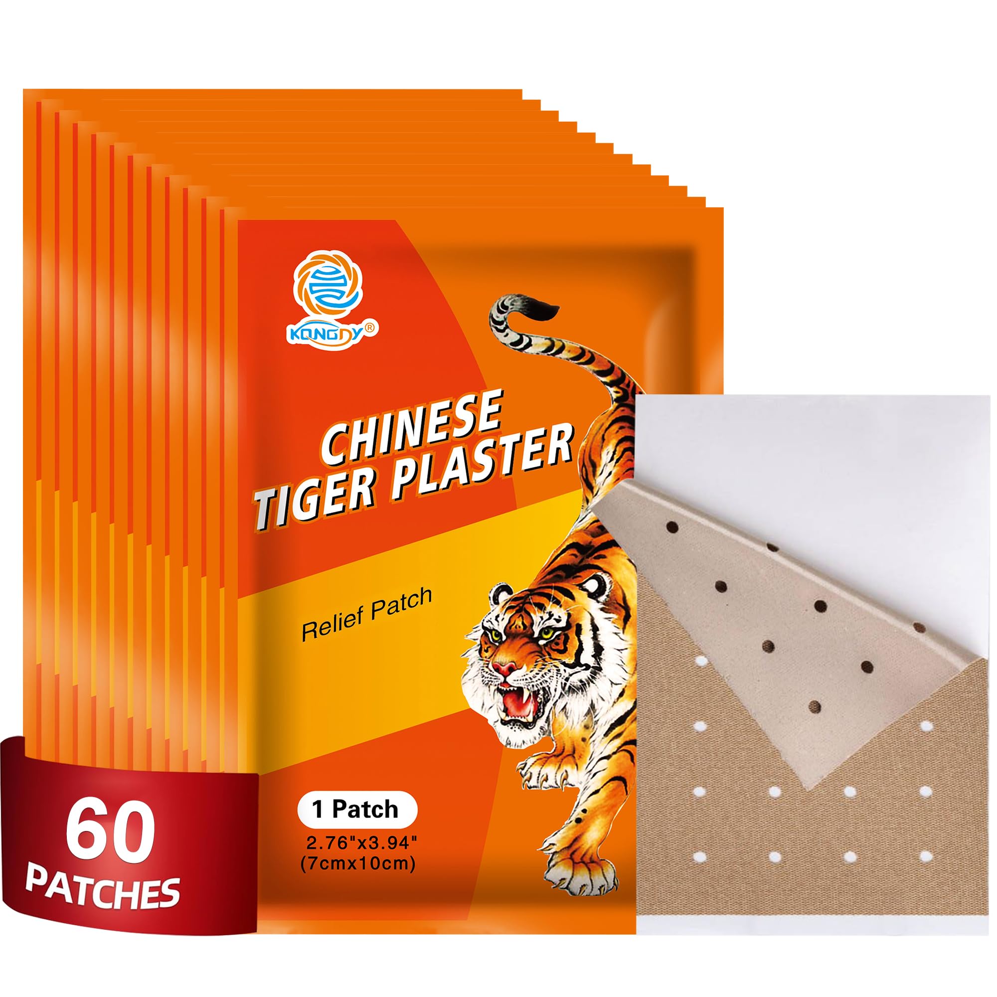 60 PCS Tiger Patches, Heat Patches, Chinese Red Tiger Hot Capsicum Patch, Relieving Back, Knee, Neck and Shoulder, Joint & Muscle