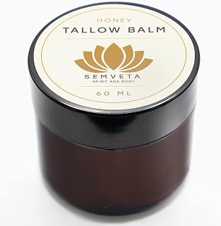 Honey Tallow Balm - 100% Grass Fed Moisturizing Tallow Balm For Sensitive Skin - Tallow Face Cream - Skincare, Tallow Butter, Honey - Tallow Balm Moisturizer