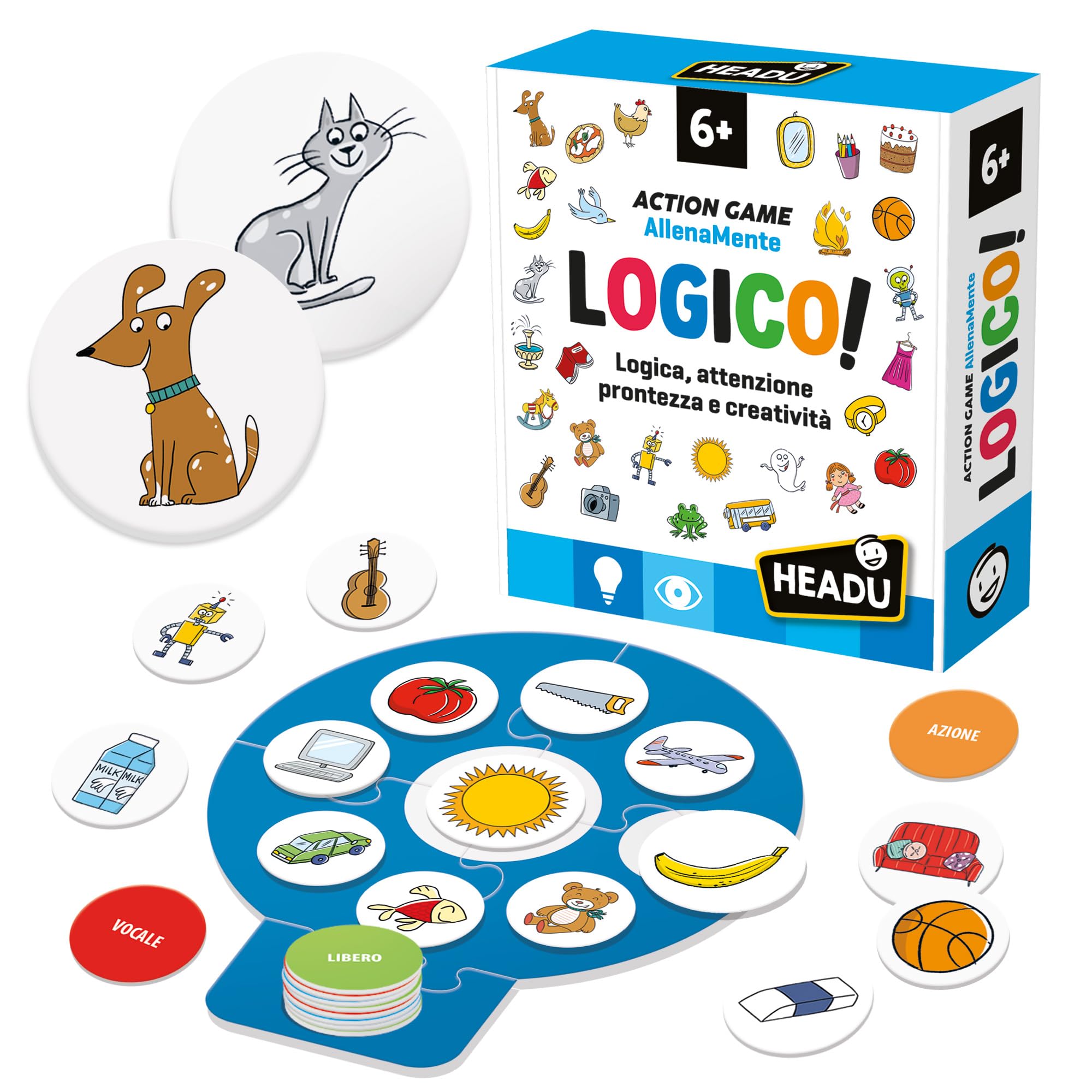 HEADU - È Logico! - Un Gioco di Logica, Prontezza e Creatività. Giochi Educativi 5 6 7 8 Anni, Giochi didattici per Bambini, Giochi da Tavolo Intelligenti, Regalo Bambino 6 Anni, Regalo Bambina 7 Anni