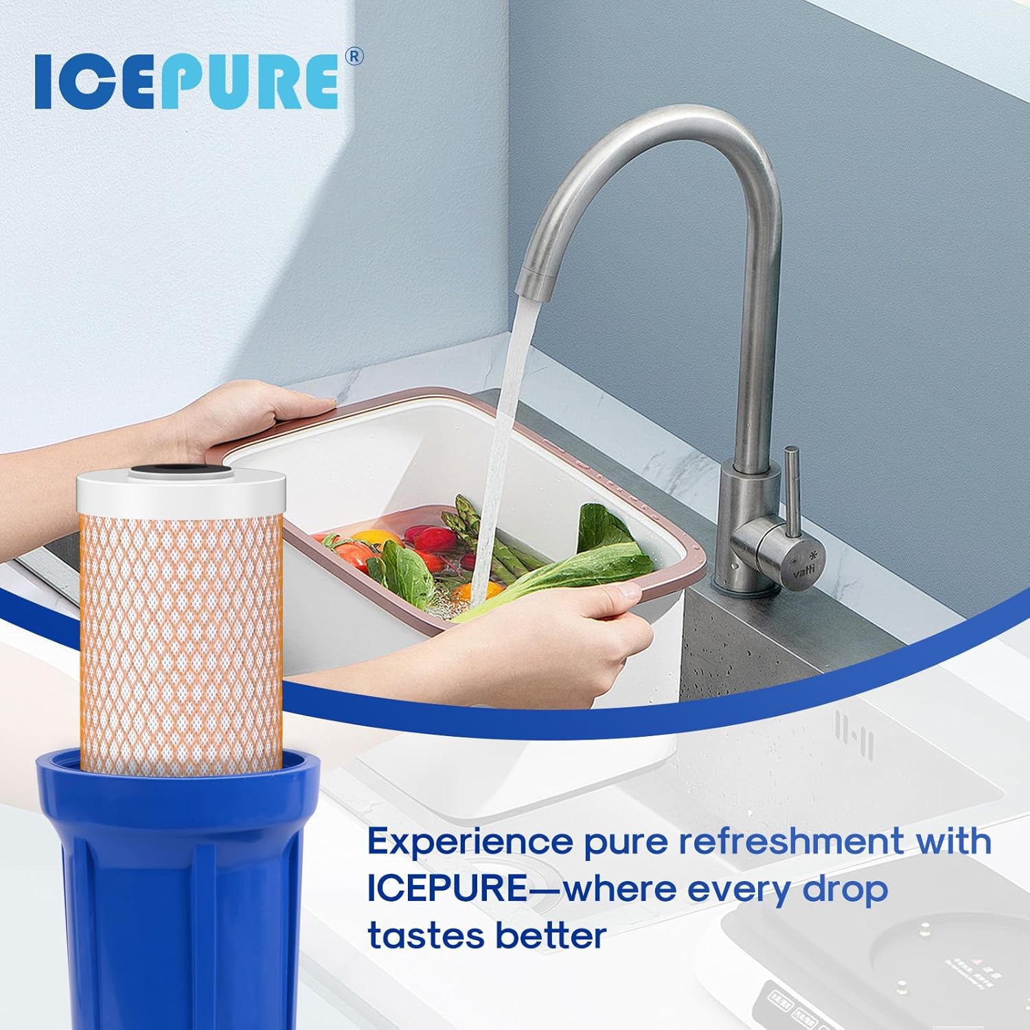 ICEPURE 5 Micron 4.5" x 20" CTO20BB-KDF Whole House Water Filter Coconut Shell Activated Carbon and KDF Heavy Metal Removal Water Filter Replacement for Home, 2 PACK - Image 9