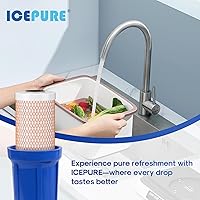 Vista 9 de ICEPURE 5 Micron 4.5" x 20" CTO20BB-KDF Whole House Water Filter Coconut Shell Activated Carbon and KDF Heavy Metal Removal Water Filter Replacement