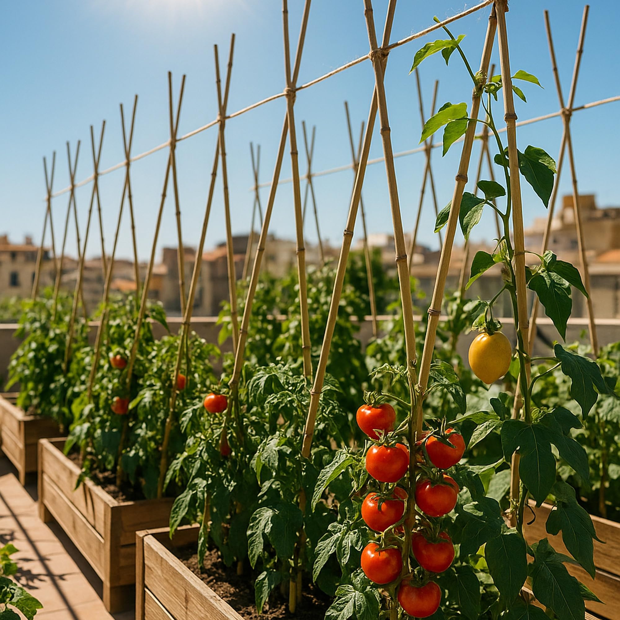 50 Tutores de Bambú 120 cm Ø 10/12 mm | Estacas de Jardín y Cañas para Huerto | Soportes Resistentes para Macetas, Flores y Cultivos | Color Natural | Eco-Friendly