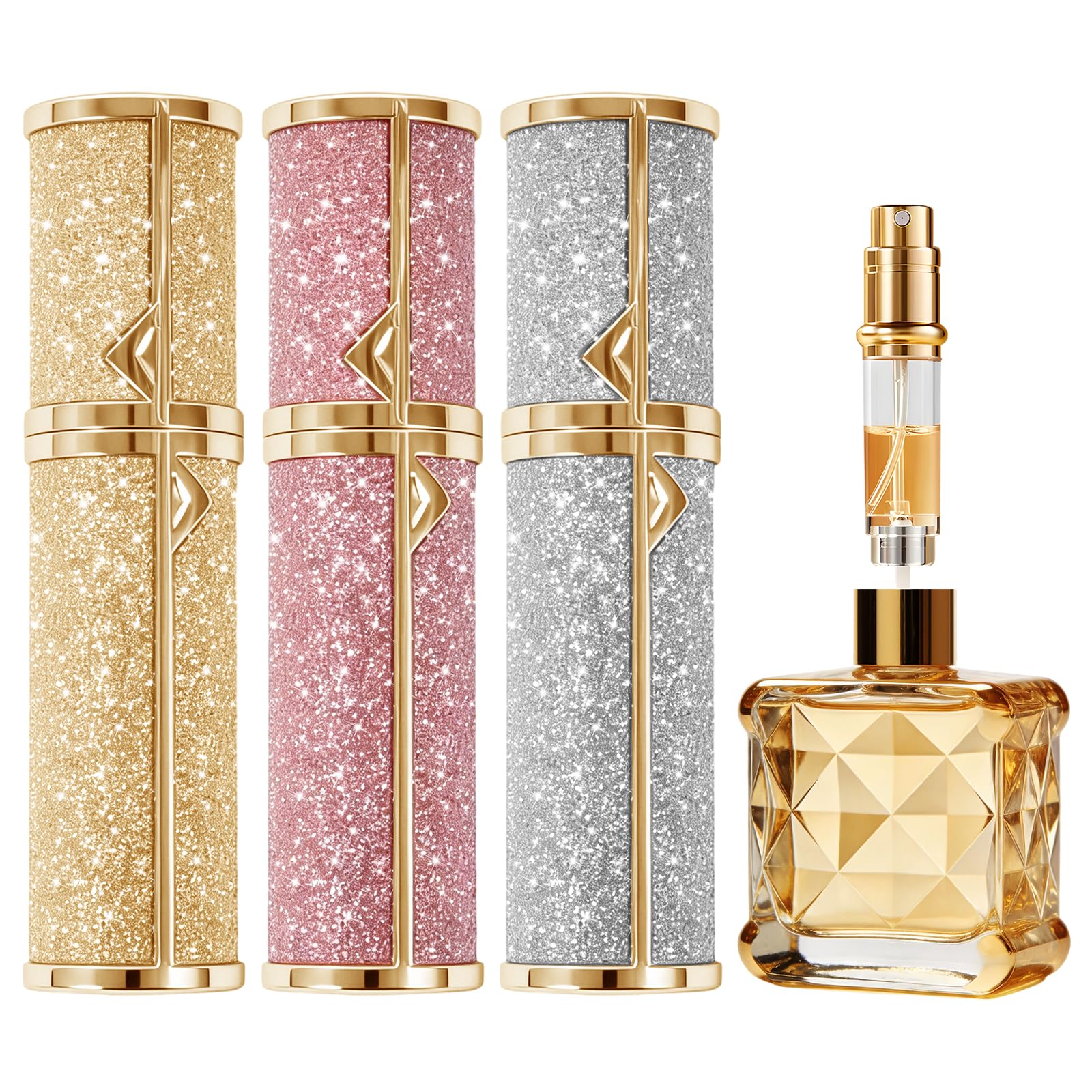 EZEJIAO 3PC Sparkly Travel Perfume Bottle