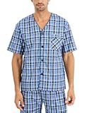 Men's Short Sleeve Nightwear Pajama, Short PJ Set, Pijama de Dos Piezas para Hombre