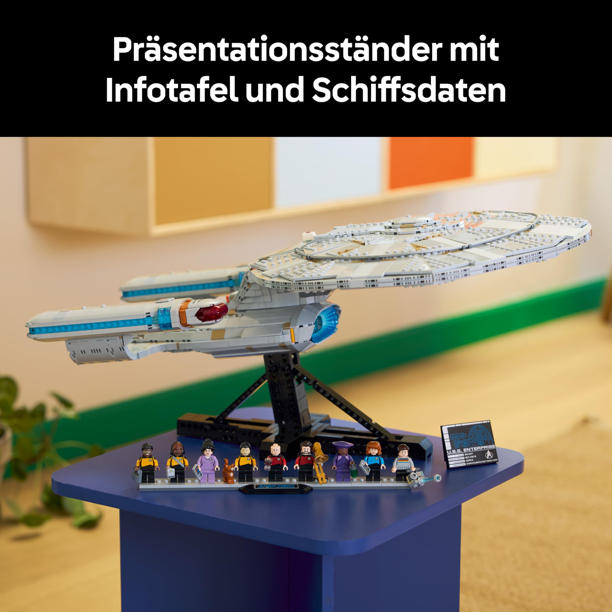 LEGO Icons Star Trek: U.S.S. Enterprise NCC-1701-D - Bauset für Erwachsene - 2 Shuttlepods, Trennfunktion & 9 Minifiguren mit Jean-Luc Picard & William Riker - Geschenk für Männer und Frauen - 10356
