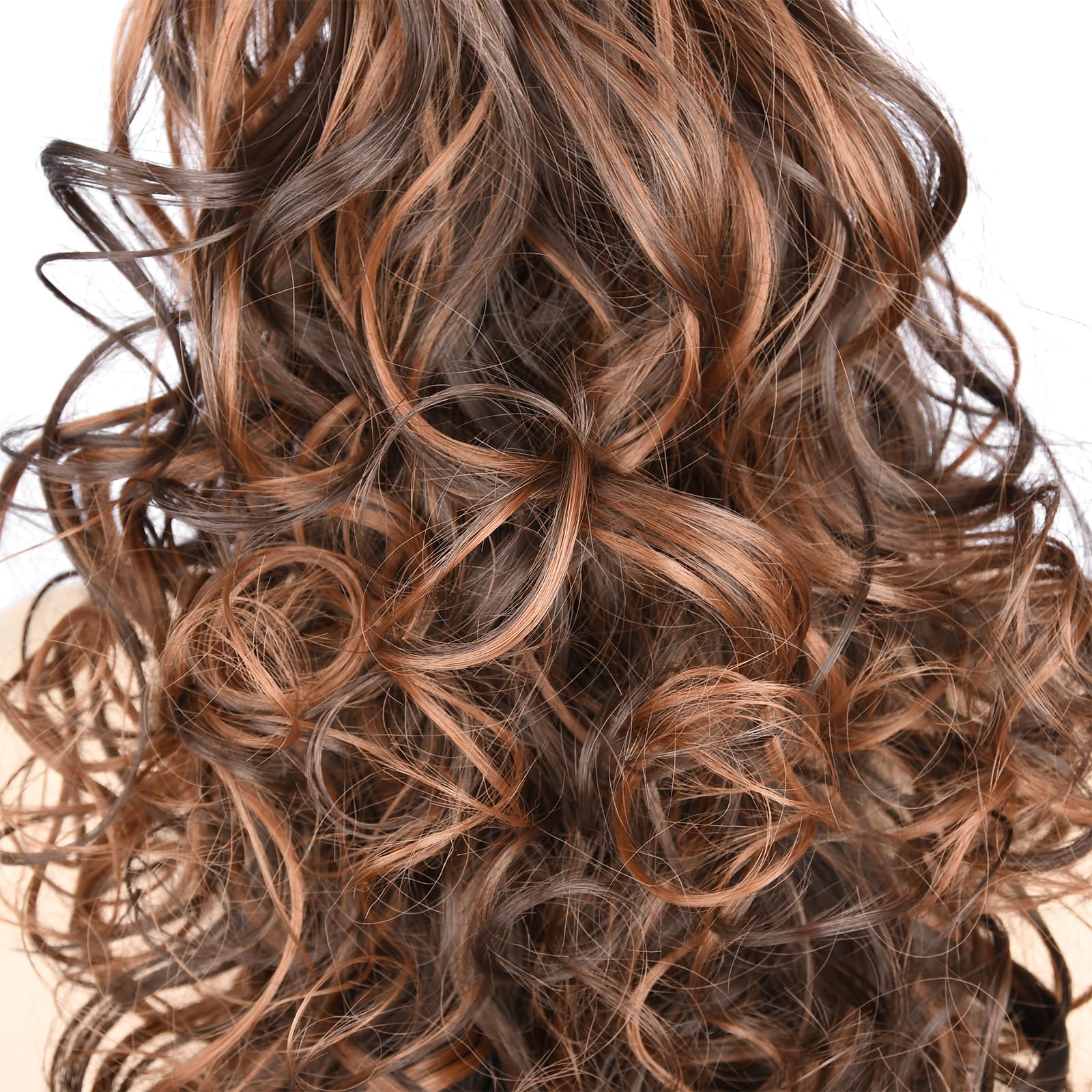 GLEDOLA Ombre Claw Clip In Wavy Loose curly Synthetic Wrap Around Ponytail Extensions Short Pony Tail Clip In Extensions for Women Girl (24 inch-Curly - Image 2