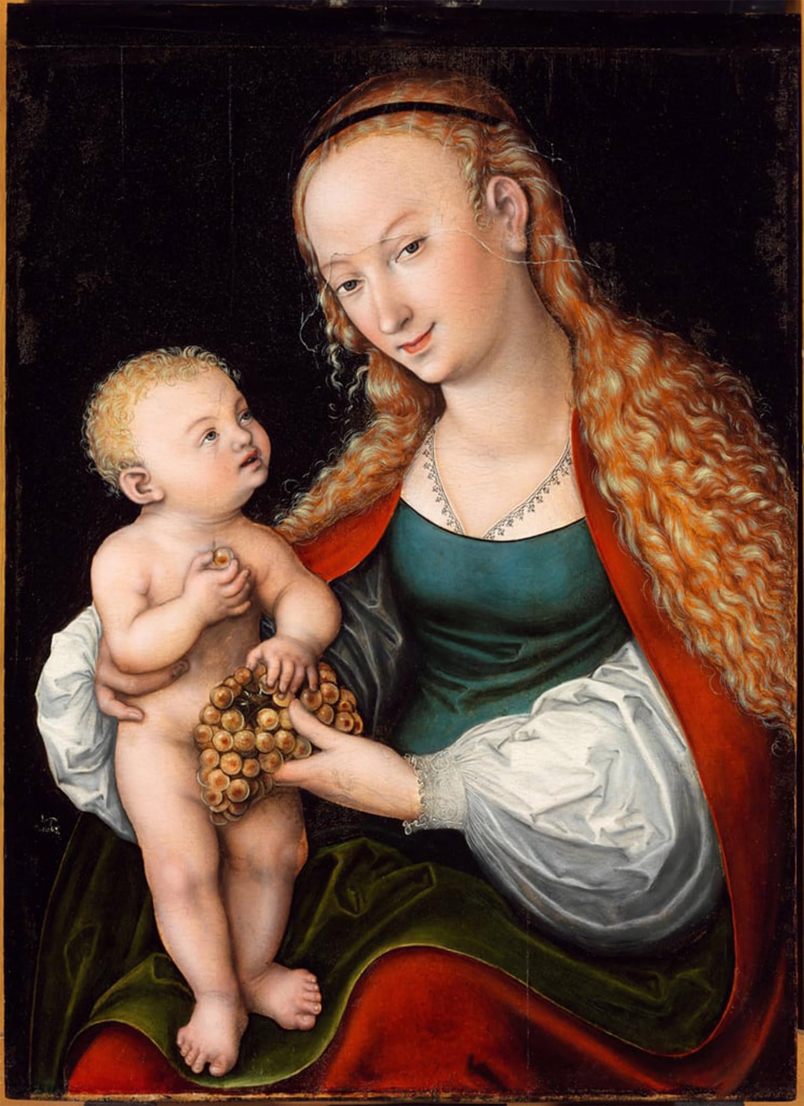 Serendipitp No Frame Aesthetic Poster Photo Wall Print Retro Picture The Virgin And Child With A Bunch Of Grapes By Lucas The Elder Cranach Modern Wall Artwork For Home Decor 60X90cm