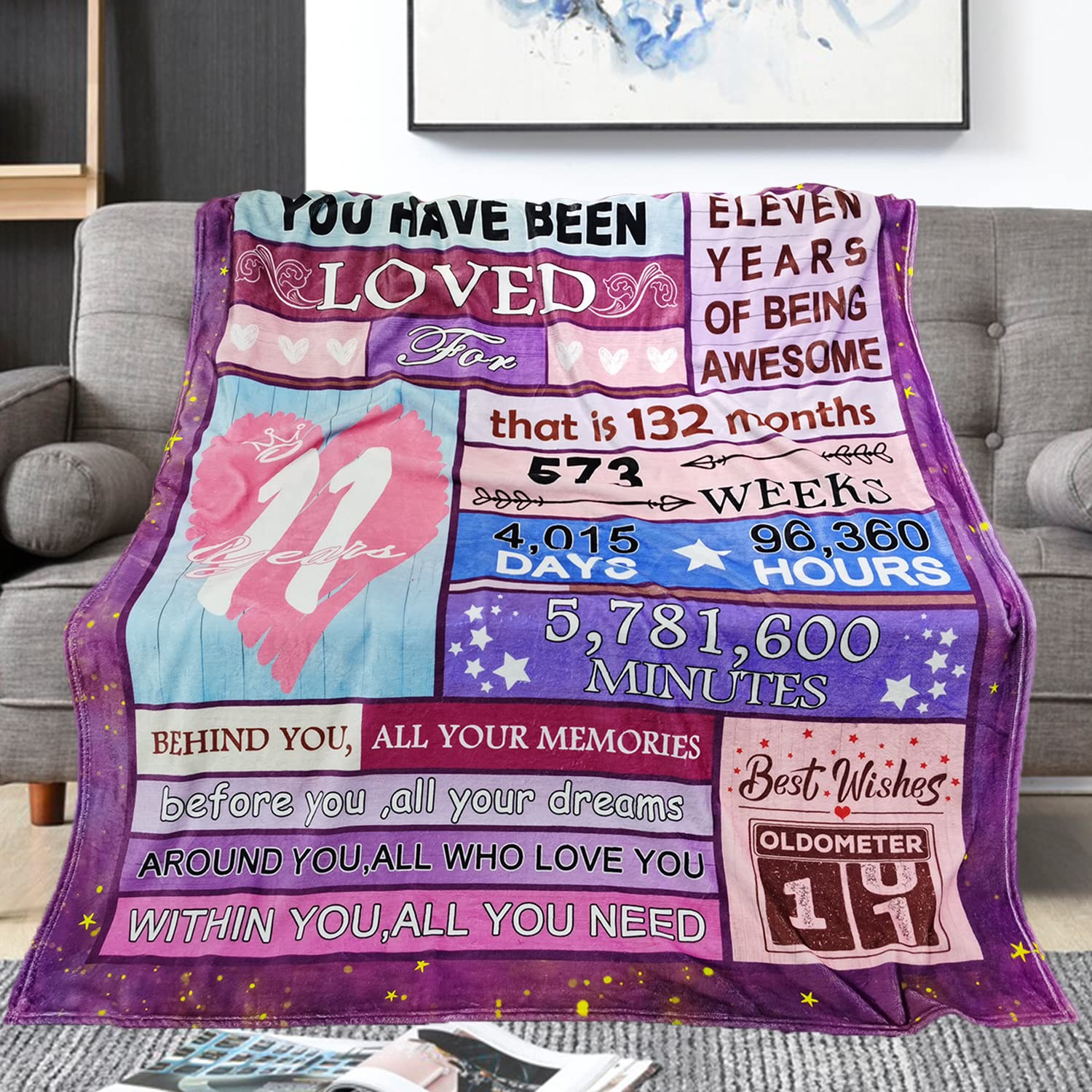 Regali per coperta per ragazza di 11 anni, idee regalo per ragazza di 11 anni, regalo per 11° compleanno per ragazze, regali per ragazze di 11 anni per compleanno, decorazioni per 11° compleanno per
