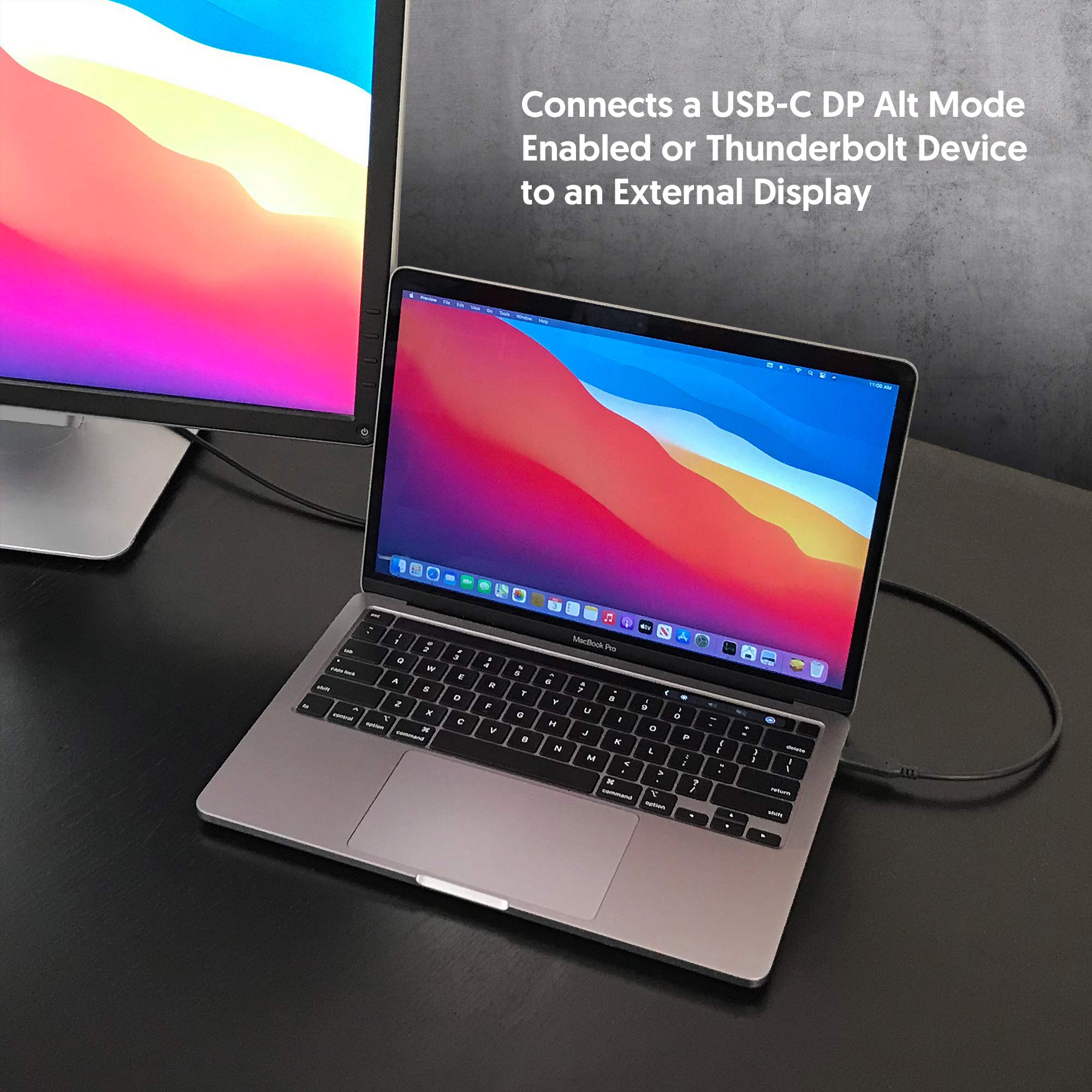 Accell Cable USB-C a DisplayPort 1.4 – Cable adaptador de video bidireccional 8K, HBR3/HDR/DSC – Compatible con USB-C/Thunderbolt 3, negro (U243C-006B-2)