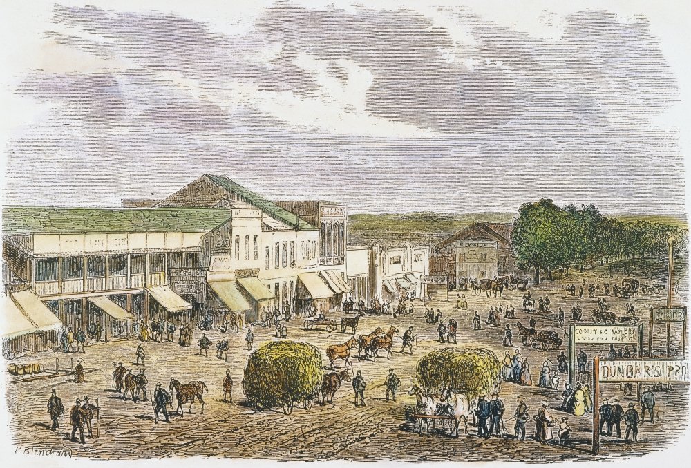 Salt Lake City, 1871. /Nstreet Scene In Salt Lake City, Utah. Wood Engraving, French, 1871. Poster Print by (24 x 36)