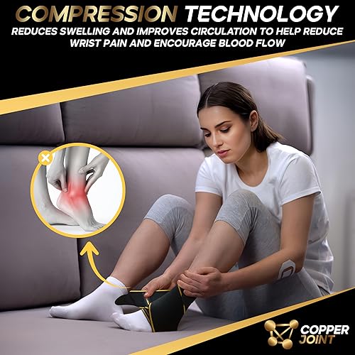 Miniatura 3 de CopperJoint Soporte para el tobillo Refuerzo de compresión para el tobillo Funda ajustable para el tobillo para mujeres y hombres Con infusión de