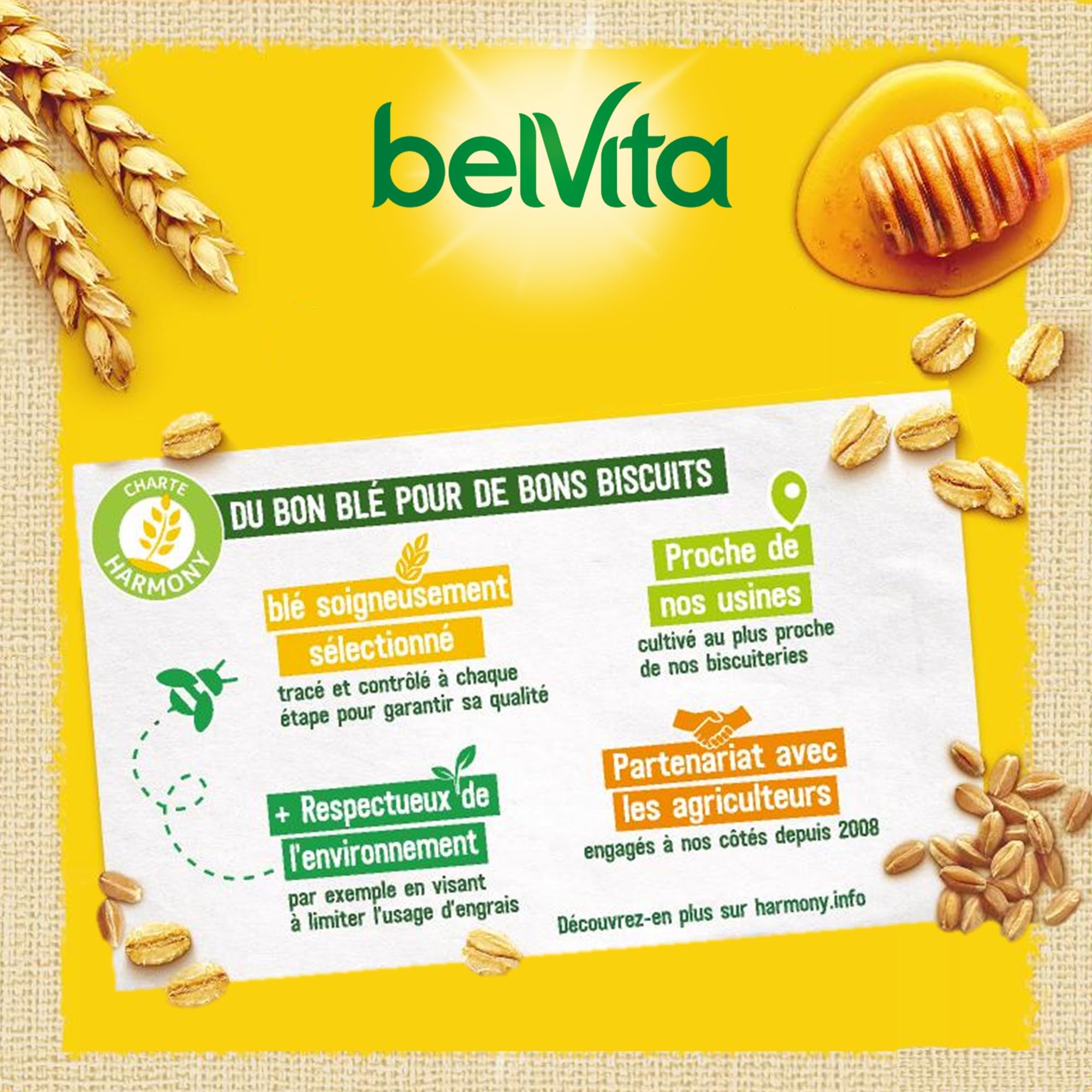 Lu Belvita Petit Déjeuner - Biscuits Miel et Chocolat - 21x400g | 21 Boîtes de 400g | Biscuits croustillants au miel et pépites de chocolat, 5 céréales | Idéal petit déjeuner