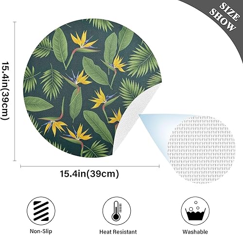 Miniatura 4 de Tropical Palm Leaves Dining Room Table Placemats, Non Slip Washable Table Mats Set for Kitchen Table one sizex1