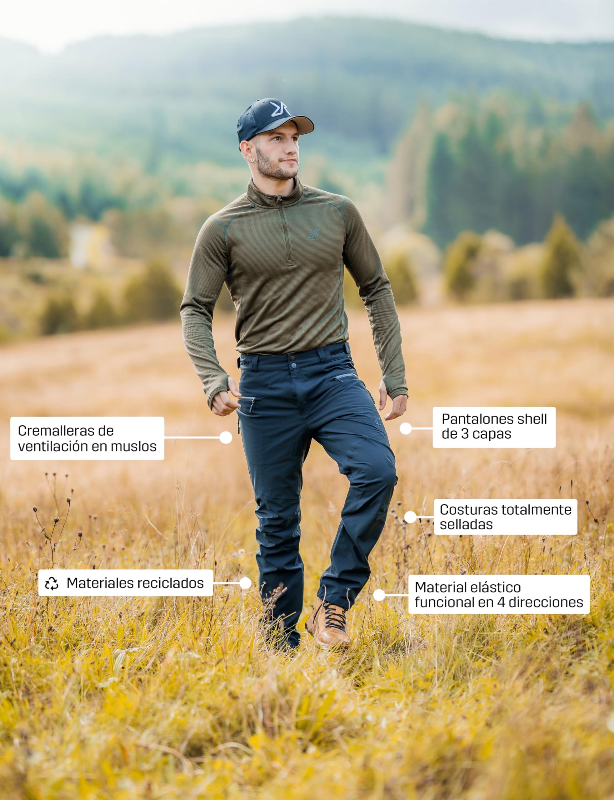 RevolutionRace Silence Proshell Pants para Hombre, Pantalones Impermeables, Senderismo