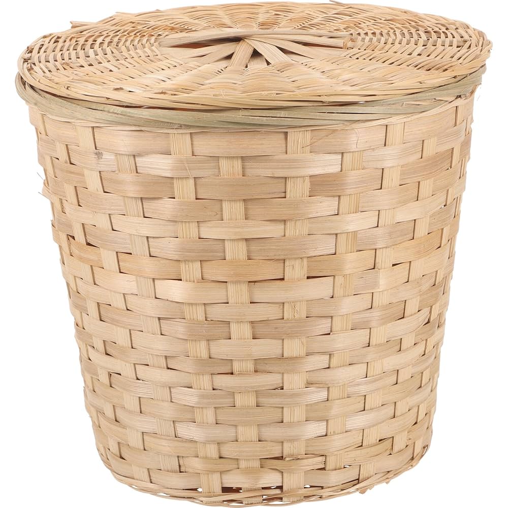 Amazon | Zerodeko 籐 ゴミ 缶 丸 竹 ゴミ バスケット 蓋付き 籐