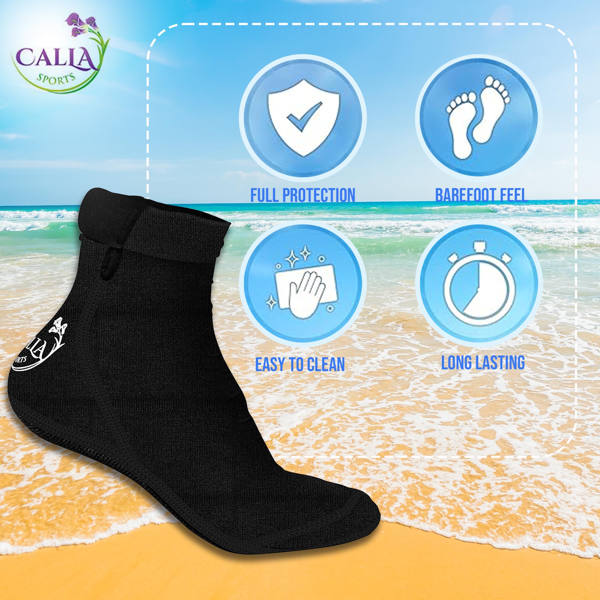 Calcetines de playa de neopreno, calcetines de agua y arena para hombres y mujeres