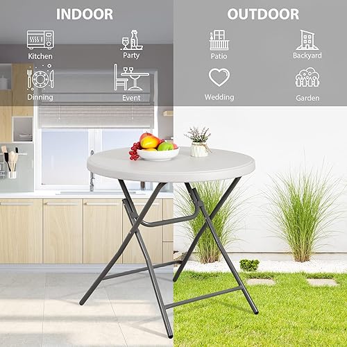 Miniatura 72 de SUPER DEAL Mesa plegable cuadrada de 3 pies, para interiores y exteriores, de plástico resistente, plegable, por la mitad, mesa de fiesta de picnic