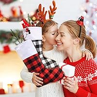 Vista 2 de Skylety 6 medias de Navidad de 15 pulgadas, medias clásicas para colgar en la chimenea, para decoración familiar de fiesta de Navidad