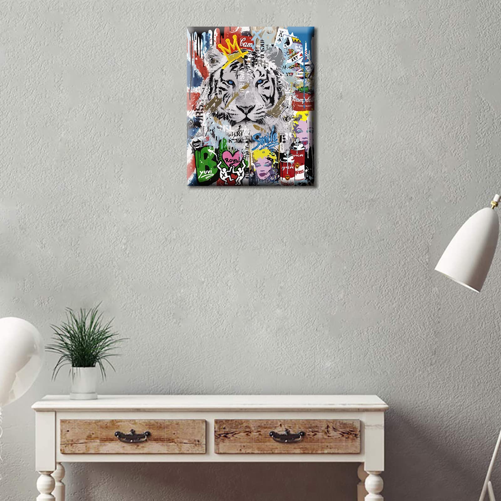 Mal-nach-Zahlen-Set 'Tiger Graffiti' – Banksy-Stil, 40x50 Cm Leinwand, Inkl. Farben & Pinsel