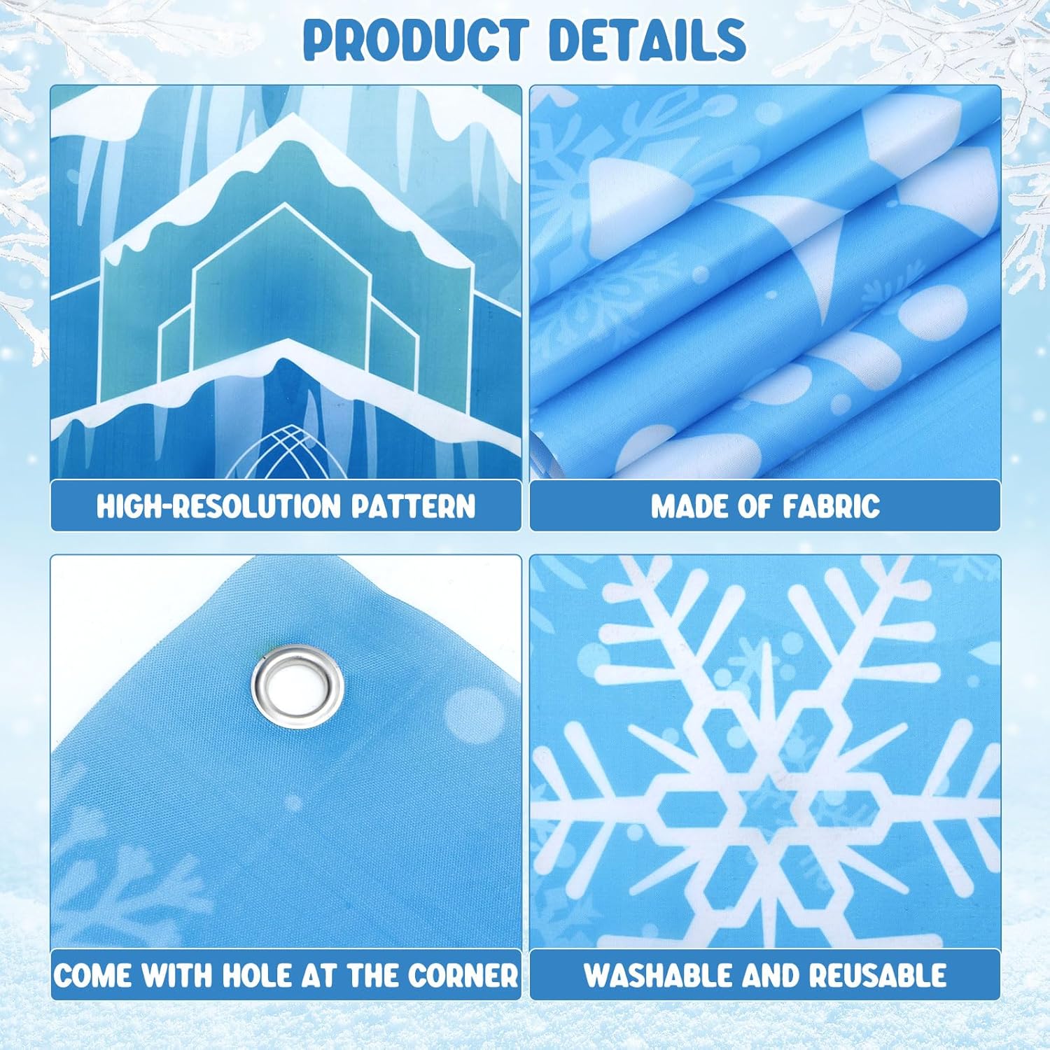 Winter Party Door Banner Classroom Door Cover Snow Wonderland Porch Decor Winter Birthday Decorations Photography Backdrop for Holiday Christmas Snowflake Party(Castle)