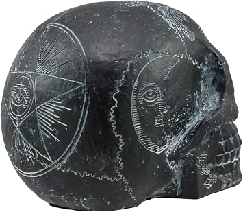 Ebros Black Solar Astrology Paranormal Ouija Spirit Skull Statue 8.5 Long Supernatural Occultist Witchcraft Medium Sculpture As Home Decorative Halloween Party Centerpiece