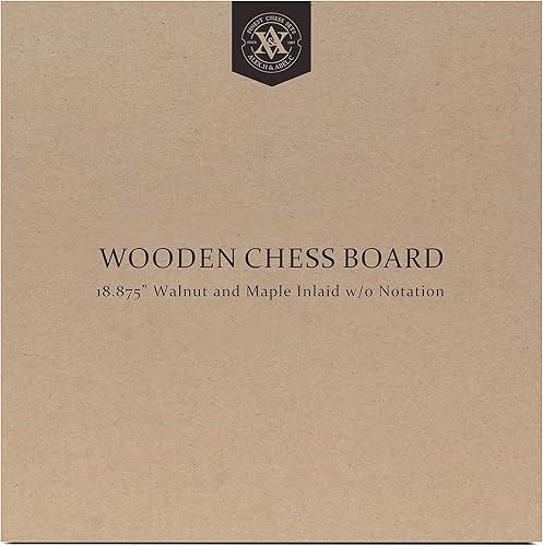 Miniatura 9 de A&A Tablero de ajedrez profesional de madera de 18.875 pulgadas, con incrustaciones de nogal y arce, cuadrados de 2.0 pulgadas sin notación