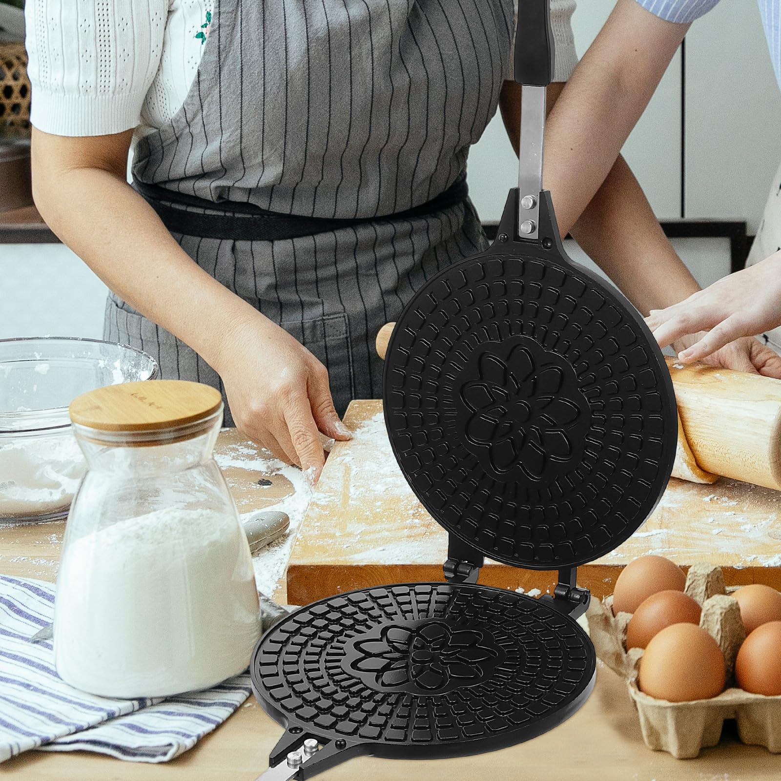 ibasenice Moule à Glace Antiadhésif en Alliage D'aluminium 17 Cm, Poêle à Œufs Roulés pour Gaufres et Cornets de Crème Glacée, Cuisson Uniforme pour Desserts Maison