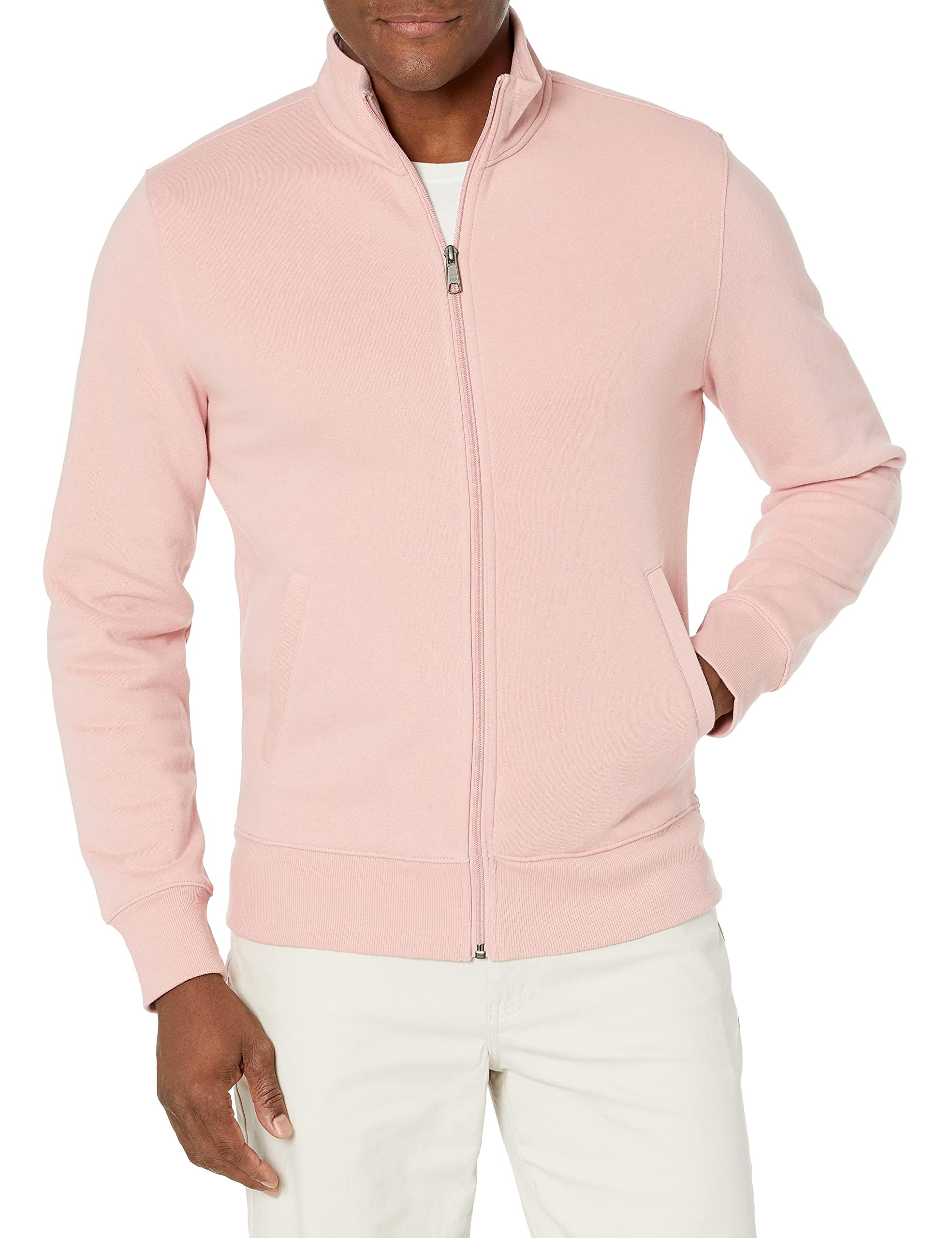 Men's Standard Full-Zip Fleece Mock Neck Midweight Sweatshirt with Pockets