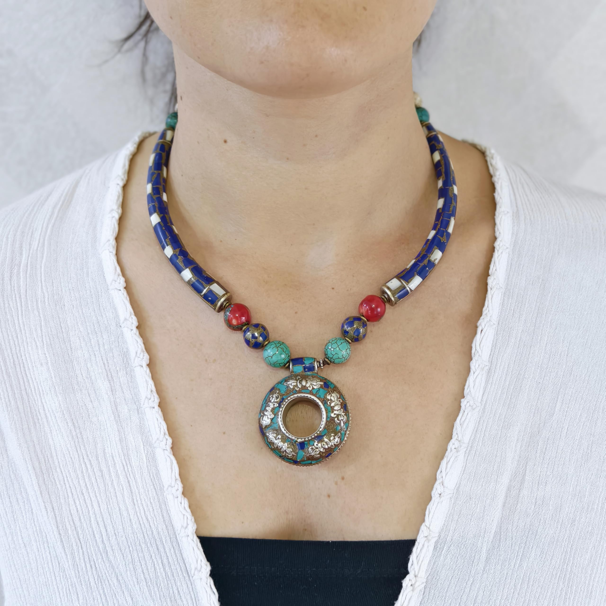 Pendente Kragen Boho Statement Rotondo Collana Etnica
