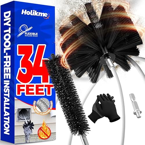 Holikme 34 Feet Dryer Vent Cleaner Kit, Flexible Lint Brush