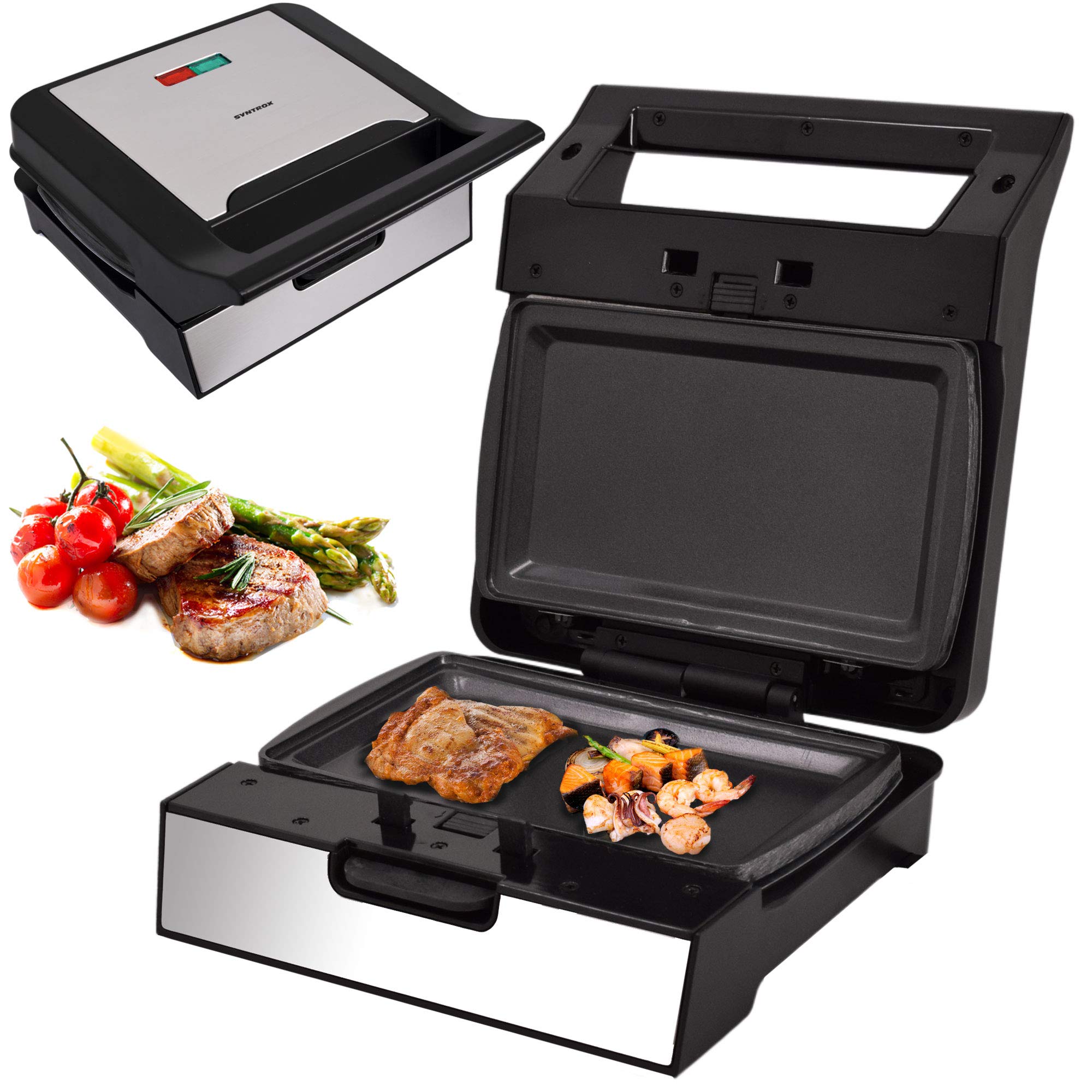 Syntrox Teppanyaki Grill Edelstahl Antihaftbeschichtet Multifunktionsgerät mit Wechselplatten