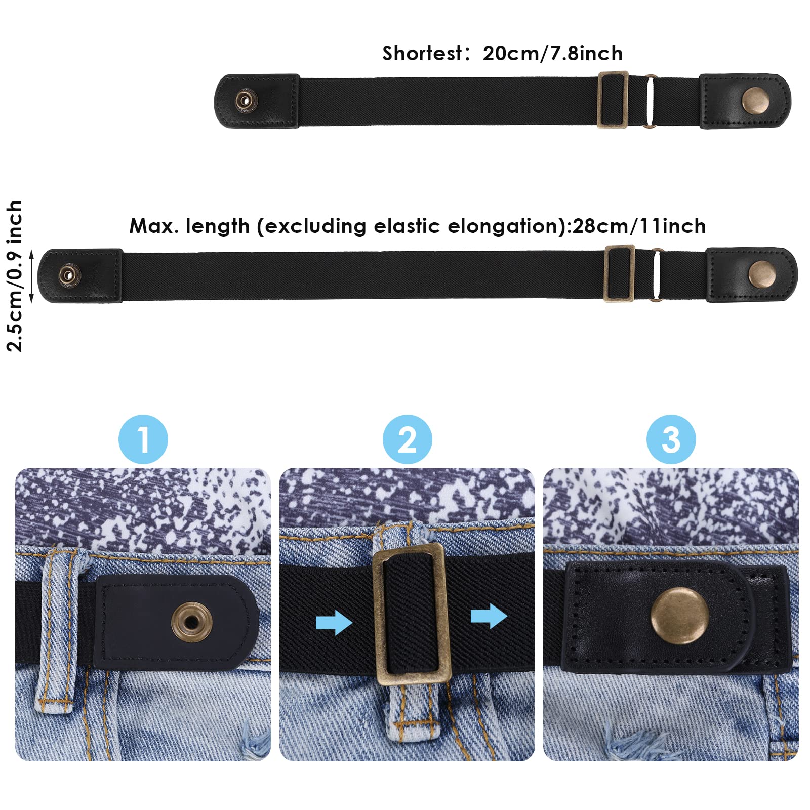 Lusofie 2pcs No Buckle Belt Women, Belt Elastic Comfortable Invisible Belt for Jeans