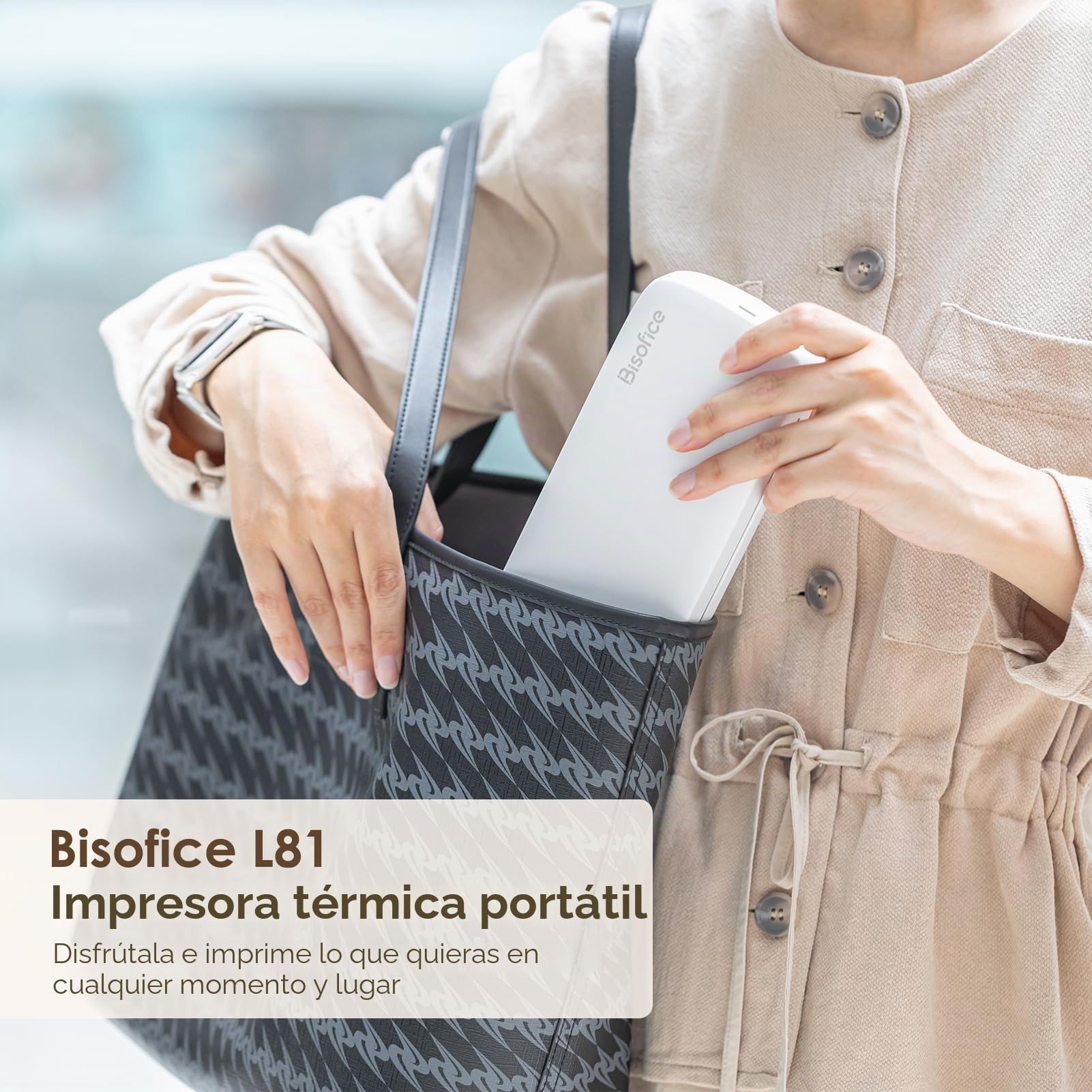 Bisofice Impresora Térmica Portátil A4, Bluetooth Impresora Termica A4, con 1 Rollos de Papel térmico, Compatible con Android/iOS/Wins/Mac, para Escuelas, Hogares y Oficinas