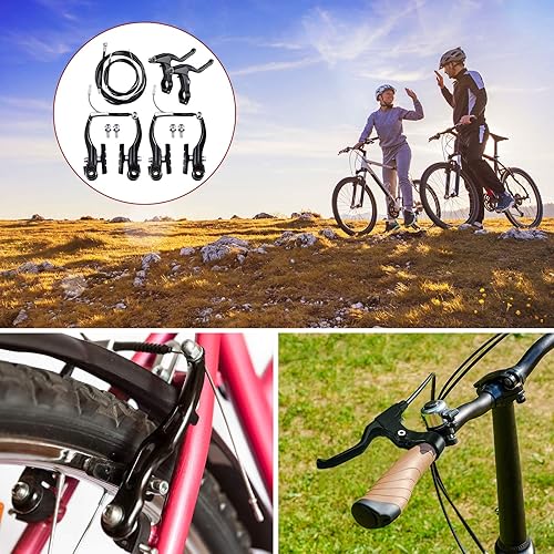 Vista 6 de Juego completo de frenos de bicicleta, negro delantero y trasero bicicleta MTB híbrido freno interior y exterior cables y palanca kit incluye pinzas