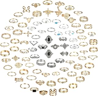 92PCS Vintage Gold Knuckle Rings Set for Women Bohemian Stackable Finger Rings Fashion Snake Crystal Stacking Midi Rings Pack