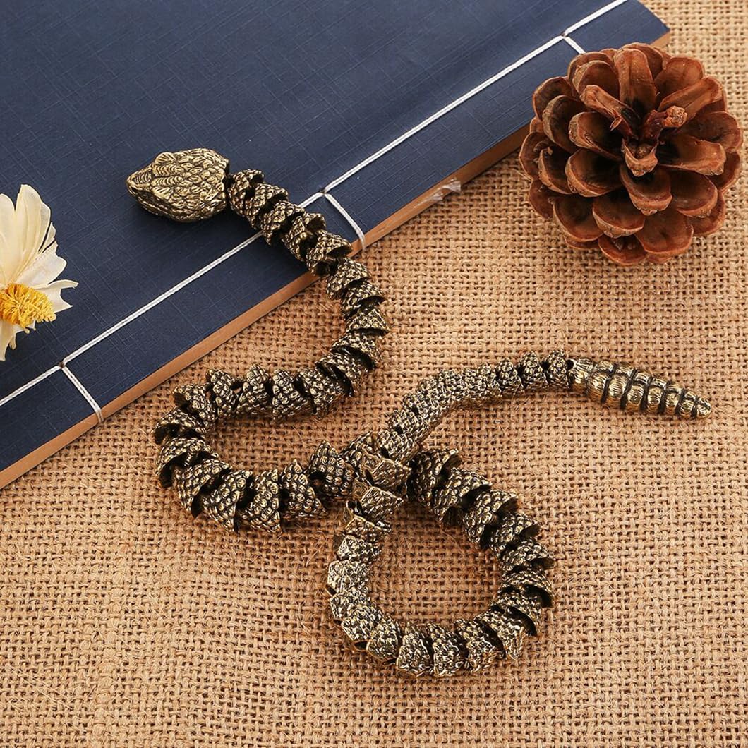 Brass Snake Statue Sculpture Frgurine Gift for Snake Lover Desktop Display Decorative Decoration (Bronze)