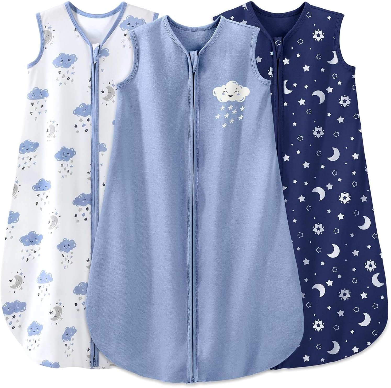 Yoofoss Baby Sleep Sack 0-24 Months Wearable Blanket 100% Organic Cotton 2-Way Zipper TOG 0.5 Toddler Sleeping Sack 3 Pack, Comfy Soft Lightweight