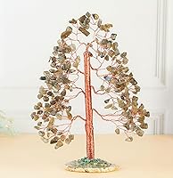 Vista 125 de Rose Quartz Gemstone Tree of LifeNatural Reiki Crystals Gemstone Chakra Tree for Positive Energy, Geode Agate Slice Base, Feng Shui Decor, Good