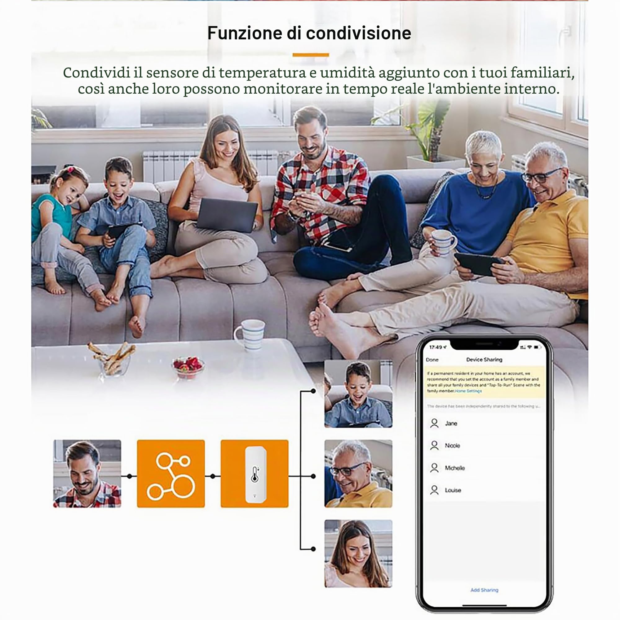Sensore termometro igrometro WiFi, Monitor wireless intelligente di umidità della temperatura con avviso di notifica app remota, per casa, serra (4 Pezzi)