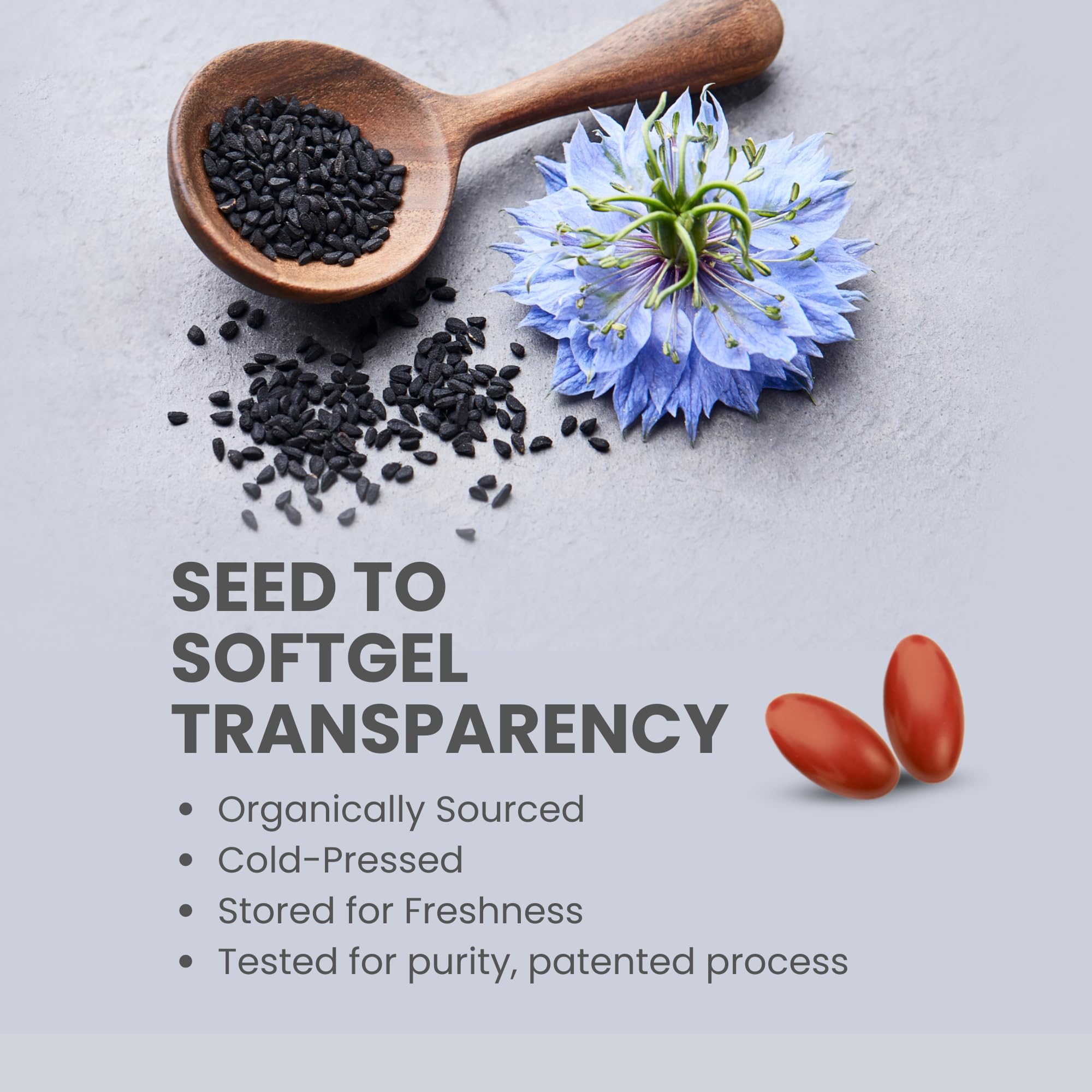 Organic Cold-Pressed Black Seed Oil Capsules for Skin, Joint, Metabolic & Immune Health | USP-Grade Pure Nigella Sativa with 3% Thymoquinone | Non-GMO Black Cumin Seed Oil, 60 Softgel — Amazon image 8