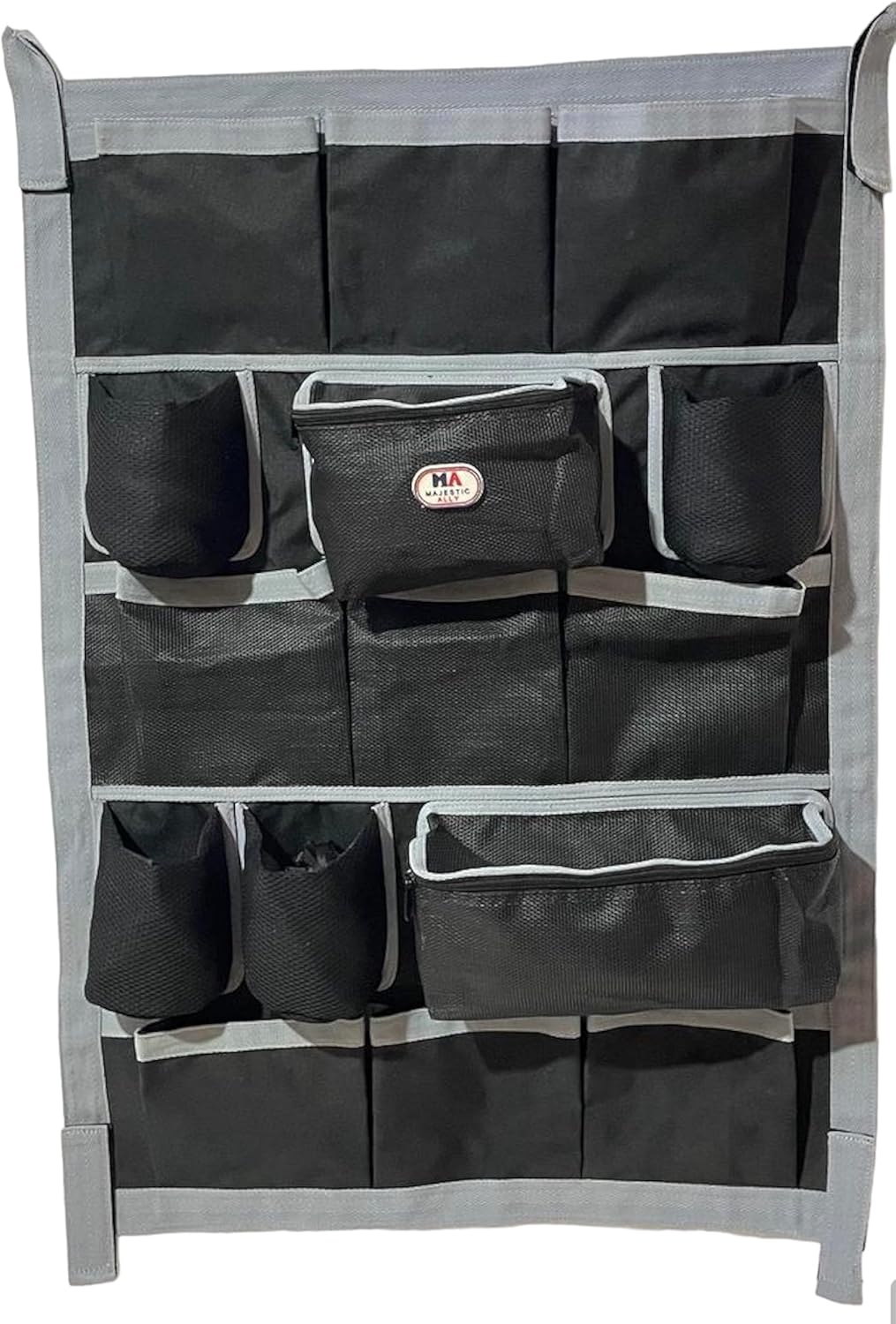 Majestic Ally Nylon Heavy Duty Tack Grooming organizer bag, Trailer door organizing Bag, Equine accessories organizer (Black)