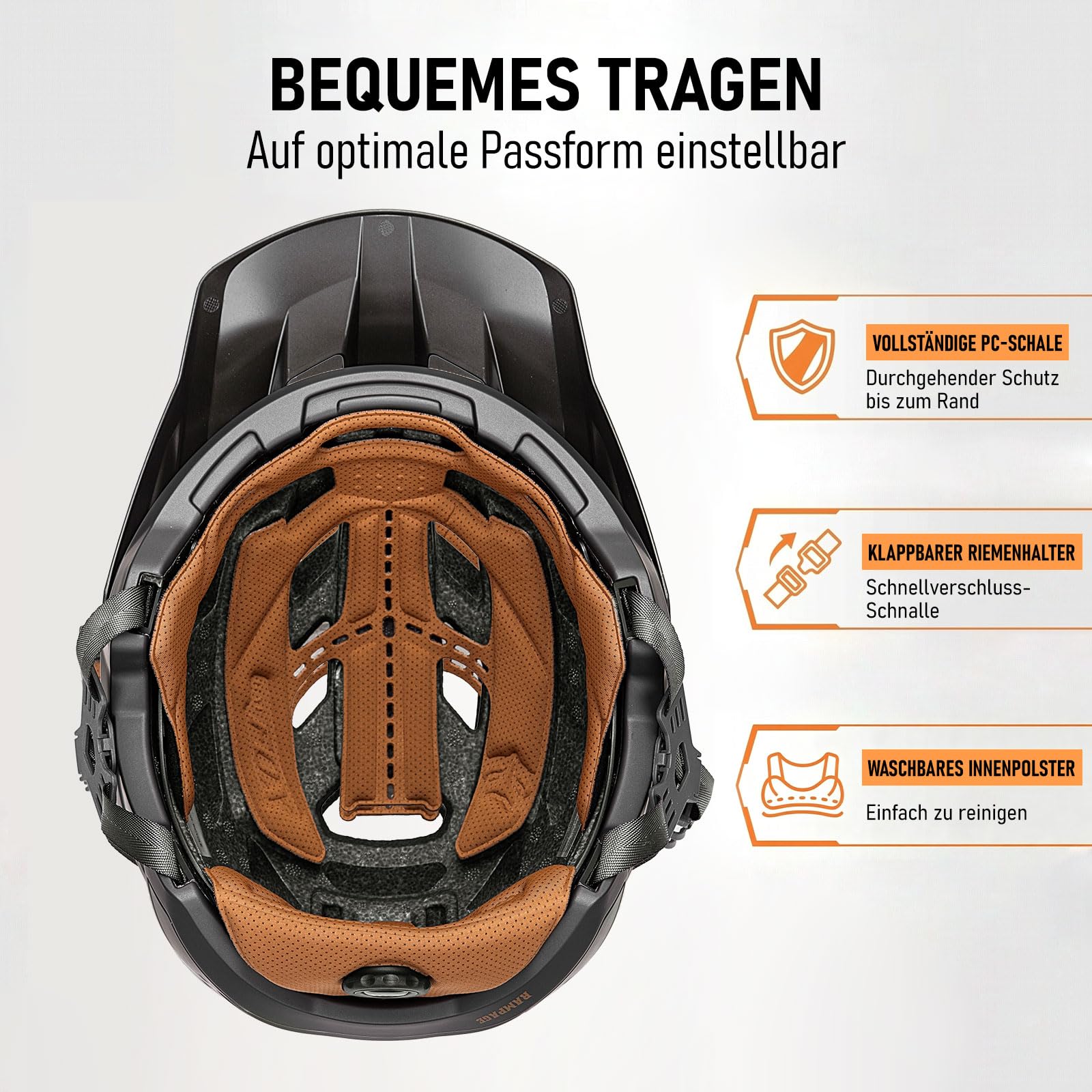 KINGBIKE Professioneller Mountainbike Helm E-MTB NTA-8776 E-Bike Sicherheitshelm mit 3-stufig verstellbarem Visier & Kamera-Halterung MTB-Fahrradhelm für Erwachsene