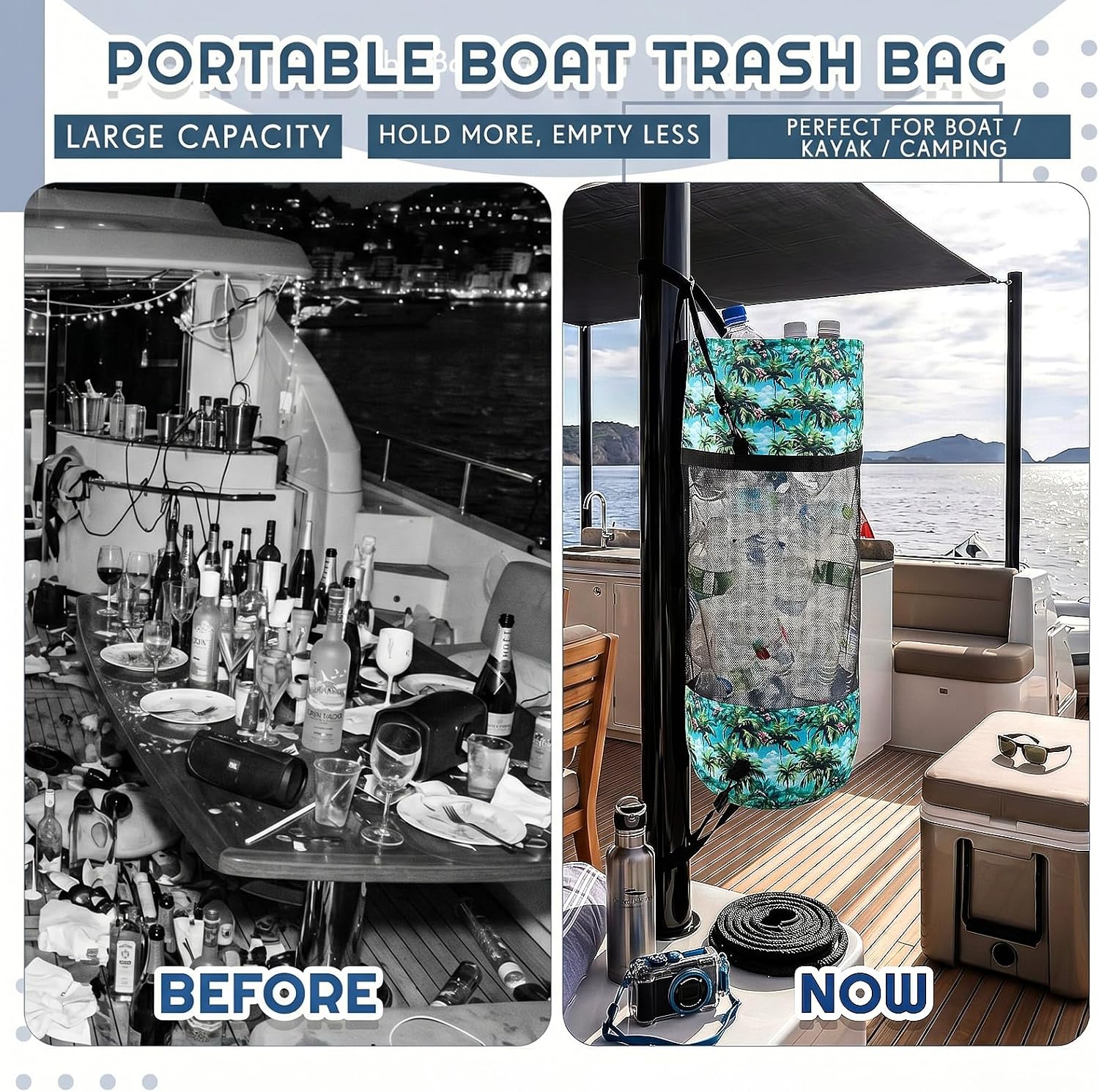 Gersoniel Boat Trash Bag Garbage Can Collapsible Mesh Trash Container image 2