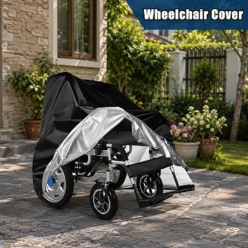 Wheelchair Cover for Sunrise Medical Breezy Relax 2 2015-pr, Heavy Duty Oxford Fabric Water-Resistant Outdoor Cover for Wheelchairs, All-Weather Protection Against Rain, Dust and Dirt