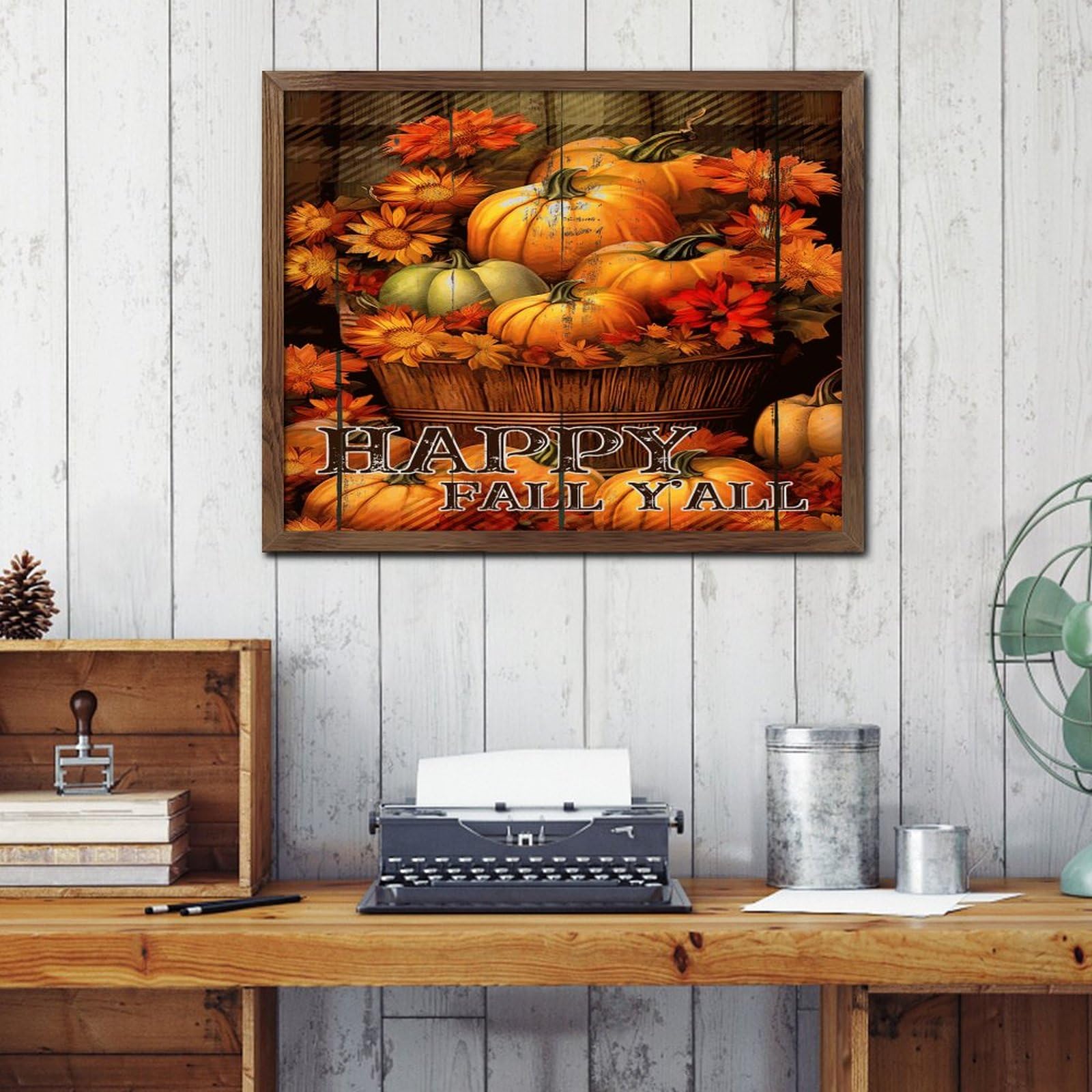 Panneau en bois Happy Fall Y'all pour salon rustique d'automne